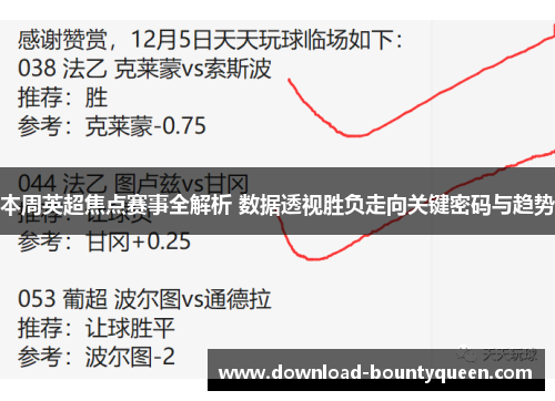 本周英超焦点赛事全解析 数据透视胜负走向关键密码与趋势 本周英超焦点赛事全解析 数据透视胜负走向关键密码与趋势
